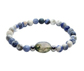 Pulsera de Ágata Musgo y Sodalita Natural para Mujer | Acero Inoxidable | Joyería Artesanal de Cuarzos